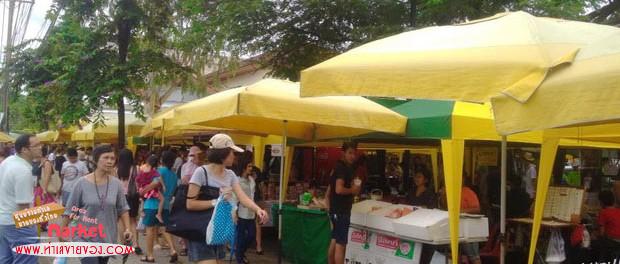 ตลาดนัดร่มเหลือง สวนหลวง ร.9 ทำค้าขาย ตอนเช้า วันเสาร์-วันอาทิตย์